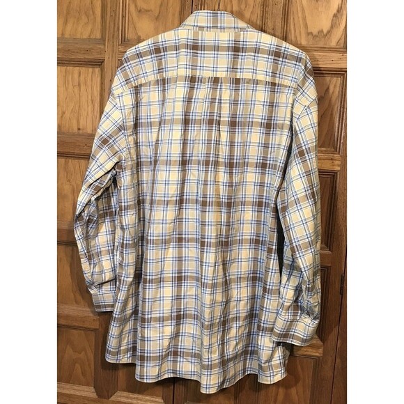 Jos. A Bank Cotton Shirt Men's size XXL Brown & Blue Plaid Long Sleeve Button Up - Picture 8 of 9